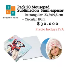 Pack 20 Uds Mousepad Sublimacion - Rectangular O Circular