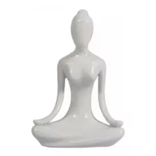 Estátua Enfeite Decorativo Posição De Yoga - Branco