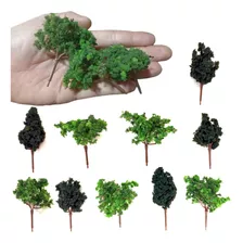 10 Miniaturas Árvores E Pinheiros Maquete Escolar