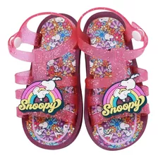 Sandalias Para Niñas Snoopy Con Glitter