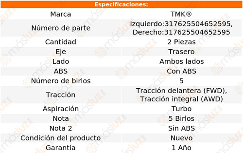 2- Mazas Traseras Con Abs Passat 1.8l 4 Cil 1998/2005 Tmk Foto 2