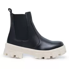 Bota Coturno Feminino Tratorada Chelsea Sola Off White