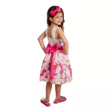 Unicórnio Luxo Arco Íris Vestido Infantil Regata+ Brinde