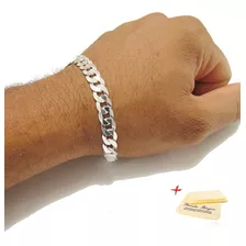 Pulseira Grossa De Prata 925 Masculina Grumet 8mm Escama De Peixe Maciça Pura Prata Italiana 21cm 1x1