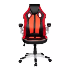 Cadeira Gamer Couro Pu Preta E Vermelha Pelegrin Pel-3009