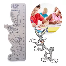 Régua Escolar 15cm De Madeira Looney Tunes - Perna Longa