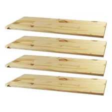 Kit 4 Prateleiras 60x20 Reta Painel Pinus + Suporte Incluso Cor Natural