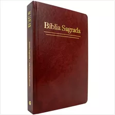 Bíblia Sagrada Letra Grande Rc Semi Luxo Capa Dura Marrom Telha