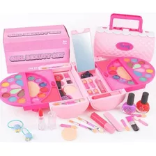 Juego De Maquillaje Para Niñas Maquillaje Lavable 58pzs Rosa