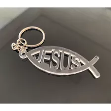 100 Chaveiros Acrílico Cristal Jesus Personalizados Peixe