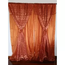 Cortinas Encaje Doble Hoja 2m Alto X2.50m Ancho Color Terracota