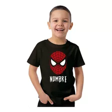 Remera Niño Algodon Mascara Hombre Araña Spiderman C/nombre 