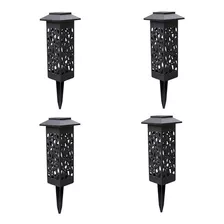 4 Lamparas Solares Nocturnas Luz Led Jardín Patio Luminaria