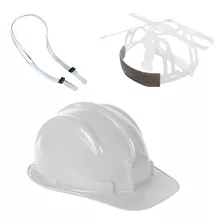 Kit 2 Capacete Obra Proteção Civil + Jugular Transparente Cor Branco