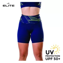 Calza Corta Dama Elite Tiro Alto Biker Suplex Fitness Uv50+