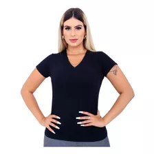  Blusa Camiseta Feminina Gola V Babylook Básica Lisa