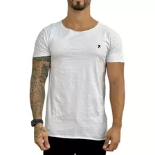 Camiseta Longline Masculina Branca Básica Premium