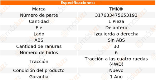 1- Maza Delantera Izq/der Sin Abs Montero V6 3.5l 01/02 Tmk Foto 2