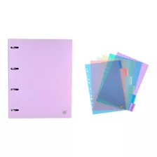 Caderno Fichário A4 Tom Pastel + 10 Divisórias Extras Yes