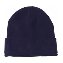 Gorro Beanie De Lana Adulto Con Doblez Azul Oscuro