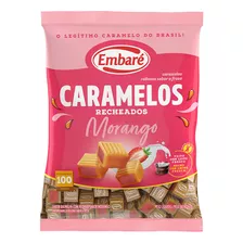 Bala De Caramelo Recheado Morango 660g Embaré