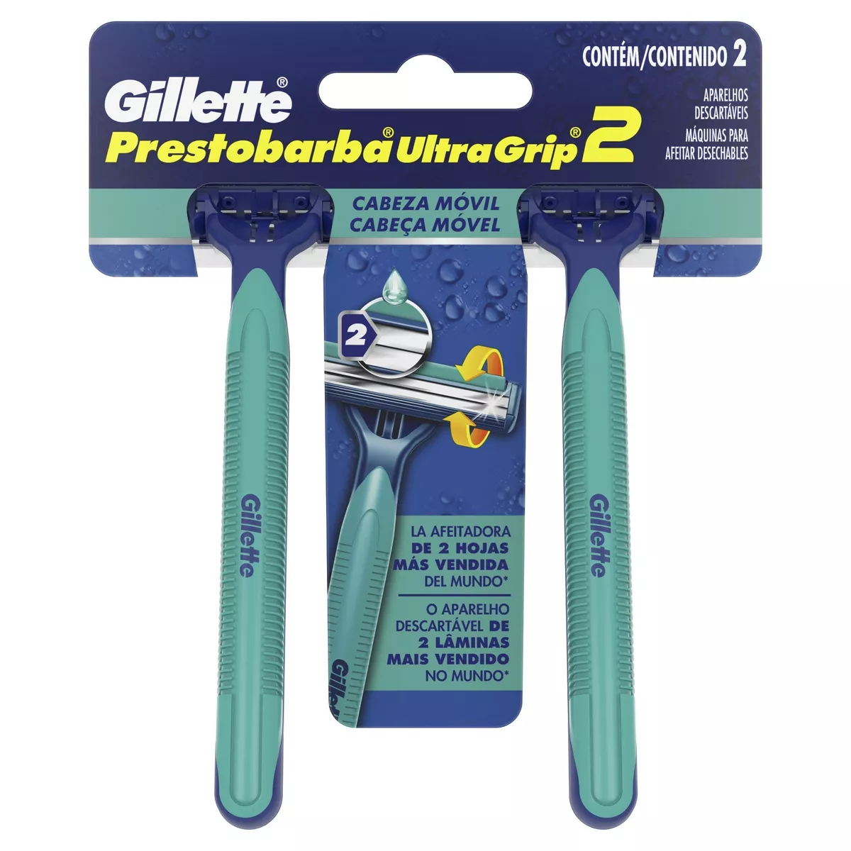 Barbeador Gillette Prestobarba Ultragrip2 Cabeça Móvel 2 Un