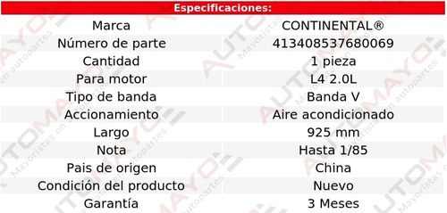 Banda Acc 925 Mm Aire Acondicionado Van L4 2.0l Toyota 85 Foto 4