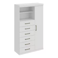 Comoda Multiuso 1 Porta 6 Gavetas Maraba Santos Andira Cor Branco