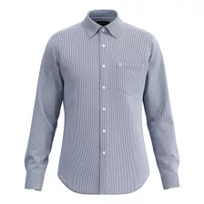 Camisa Individual Comfort Listrada Spill Azul 