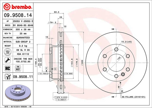 Disco Freno/ Mercedes-benz Sprinter 415 Cdi 2007-2008 Delan Foto 2