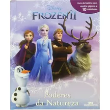 Livro Com 10 Miniaturas Frozen 2 - Poderes Da Natureza - Com Cenario Gigante