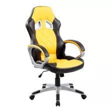 Silla De Escritorio Ayp Equipamientos Split Gamer Ergonómica Amarilla Y Negra Con Tapizado De Cuero Sintético