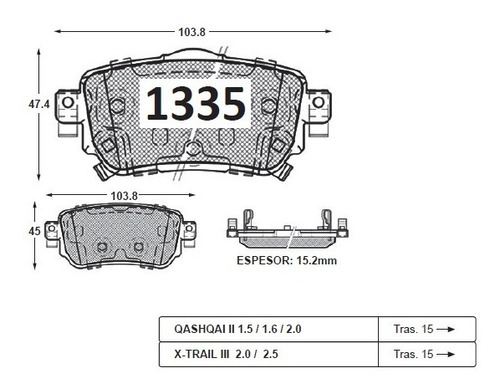 Pastillas De Frenos Traseras Nissan Qashqai Ii 2015-2019 Foto 2