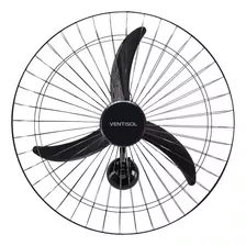 Ventilador De Parede Ventisol Comercial Preto 200w Com 3 Pás De Plástico, 60 cm De Diâmetro 127v - 220v / Bivolt