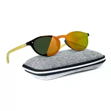 Oculos De Sol - Escuro Madeira Polarizado Uv400 + Case
