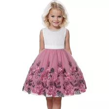 Vestido Elegante Floral Sin Mangas Para Niña