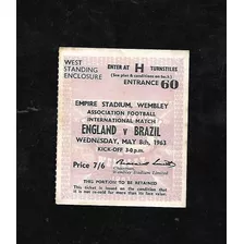 Ingresso Brasil X Inglaterra - Wembley - 1963
