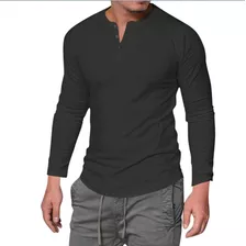 Manga Larga Men's Regular-fit Long-sleeve Henley Shirt 