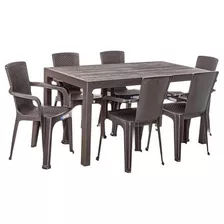 Set Terraza 6 Sillas Basic + Mesa Roble 150x80 Cm Livingood