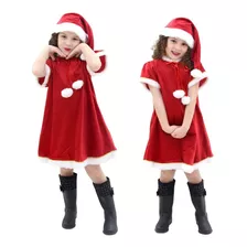 Fantasia Mamãe Noel Infantil Modelo Anjinho Vestido E Gorro