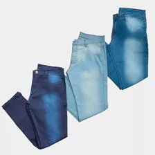 Kit Atacado 3 Calça Jeans Masculina Slim Lycra Envio Rapido