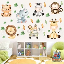 Adesivo De Parede Infantil Safari Floresta - Saf04full Cor Kit Animais Da Floresta Safari