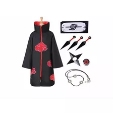 Kit Capa Akatsuki + Kunai + Bandana Shuriken - Naruto Itachi