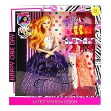 Muñeca Tipo Barbie Con Vestidos, Zapatos Y Accesorios 