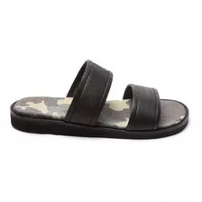 Sandalia De Dos Tiras Cuero Hombre 100% Camuflada Playera