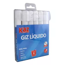 6 Marcadores Giz Liquido Kaz Apagável Vidros Espelhos Cor Do Exterior Branco