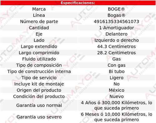 1 - Amortiguador Gas Izq/der Del Boge Bogas Caravelle 86-88 Foto 2