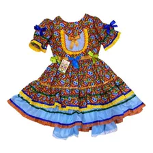 Vestido Infantil Junino Luxo Tamanho 6 Algodão E Laise 25226