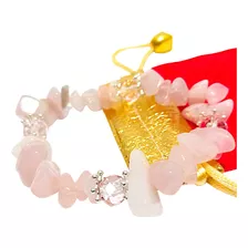 Pulseira Feminina Pedra Natural Quartzo Rosa Harmonia E Amor