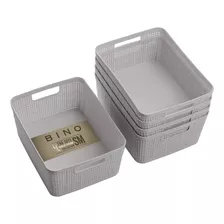 Bino Cesta De Plastico Tejida | Pequena (gris Natural), Paqu